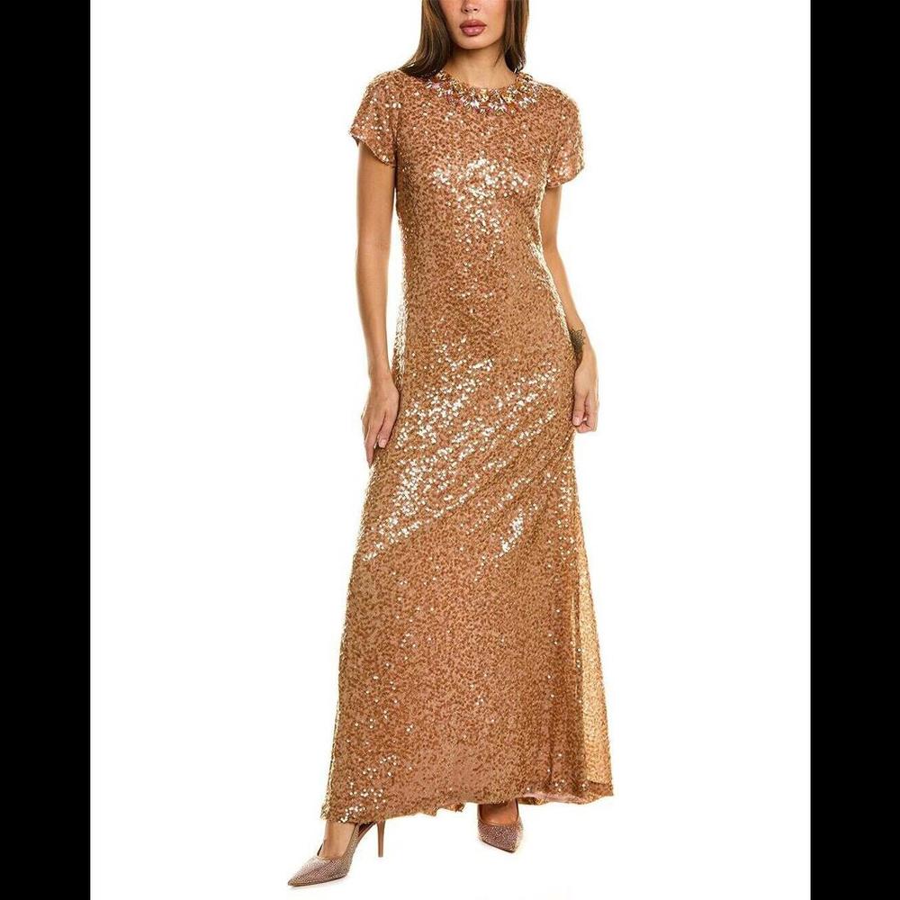 Elegant Gold Sequin Evening Gown ONLY WORN ONCE